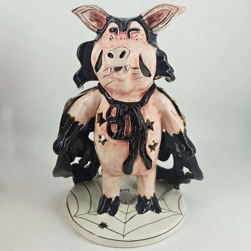 Blue Sky 2009 Heather Goldminc Vampire Pig Pigula Halloween Tea Lite Holder